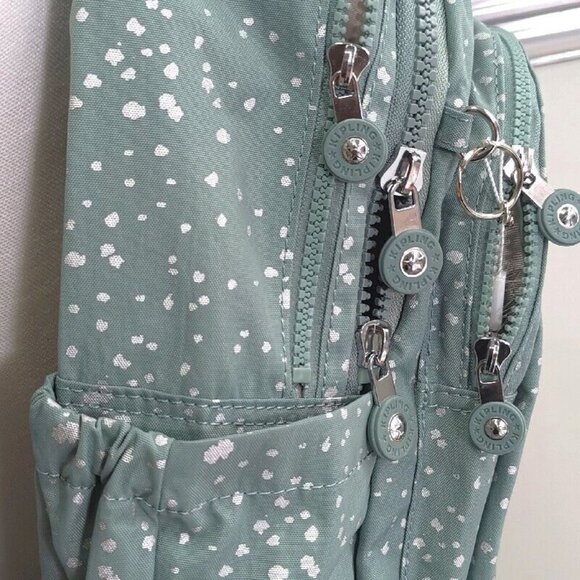 brand new Kipling reduced Large 44cm 15" Laptop  Seoul Backpack snowflake green - Picture 3 of 12